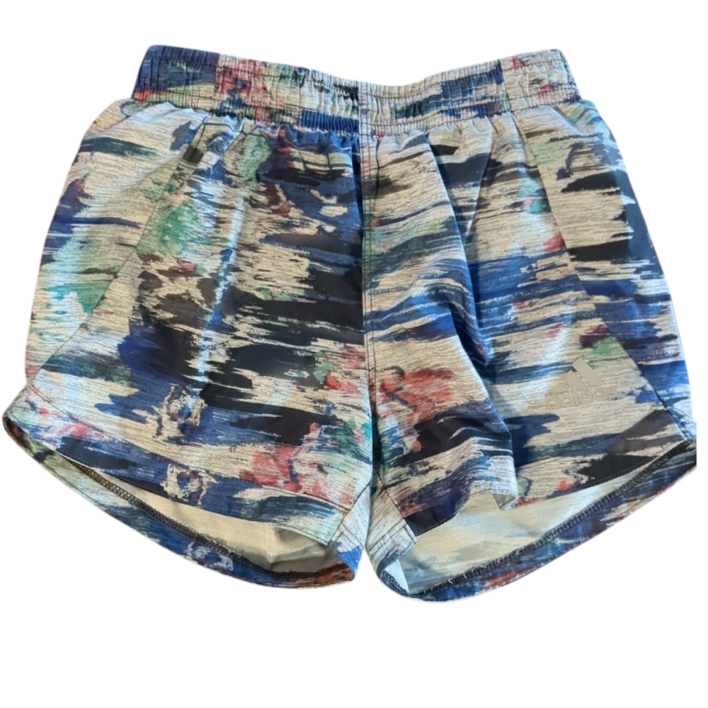 ADIDAS Grey Blue Pink Lined Athletic Shorts